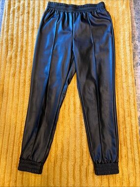DO+BE Black Faux Leather Waistband Joggers